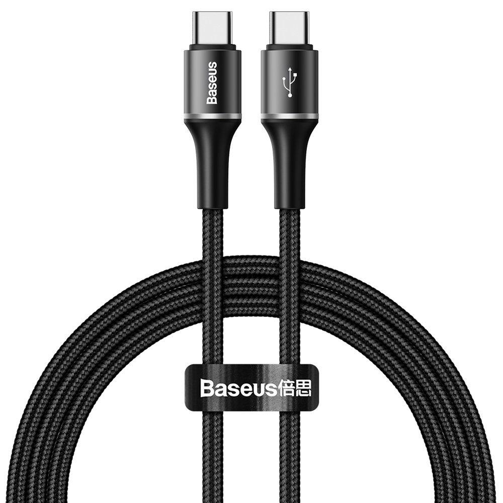 Baseus Halo kabel USB Typ C / USB Typ C PD Power Delivery 2.0 60W 20V 3A 1m z diodą LED czarny (CATGH-J01)