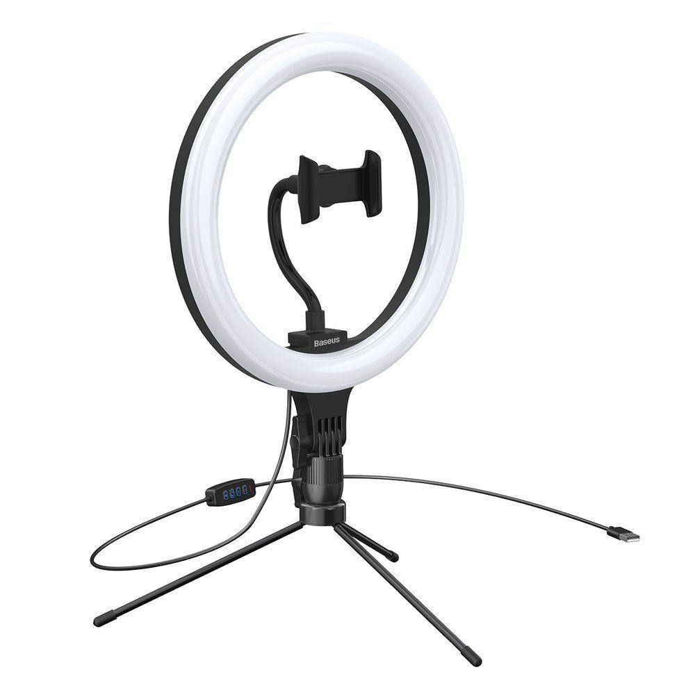 Baseus photo ring flash fill light LED lamp 10'' for smartphone (YouTube, TikTok) + mini desk tripod black (CRZB10-A01)