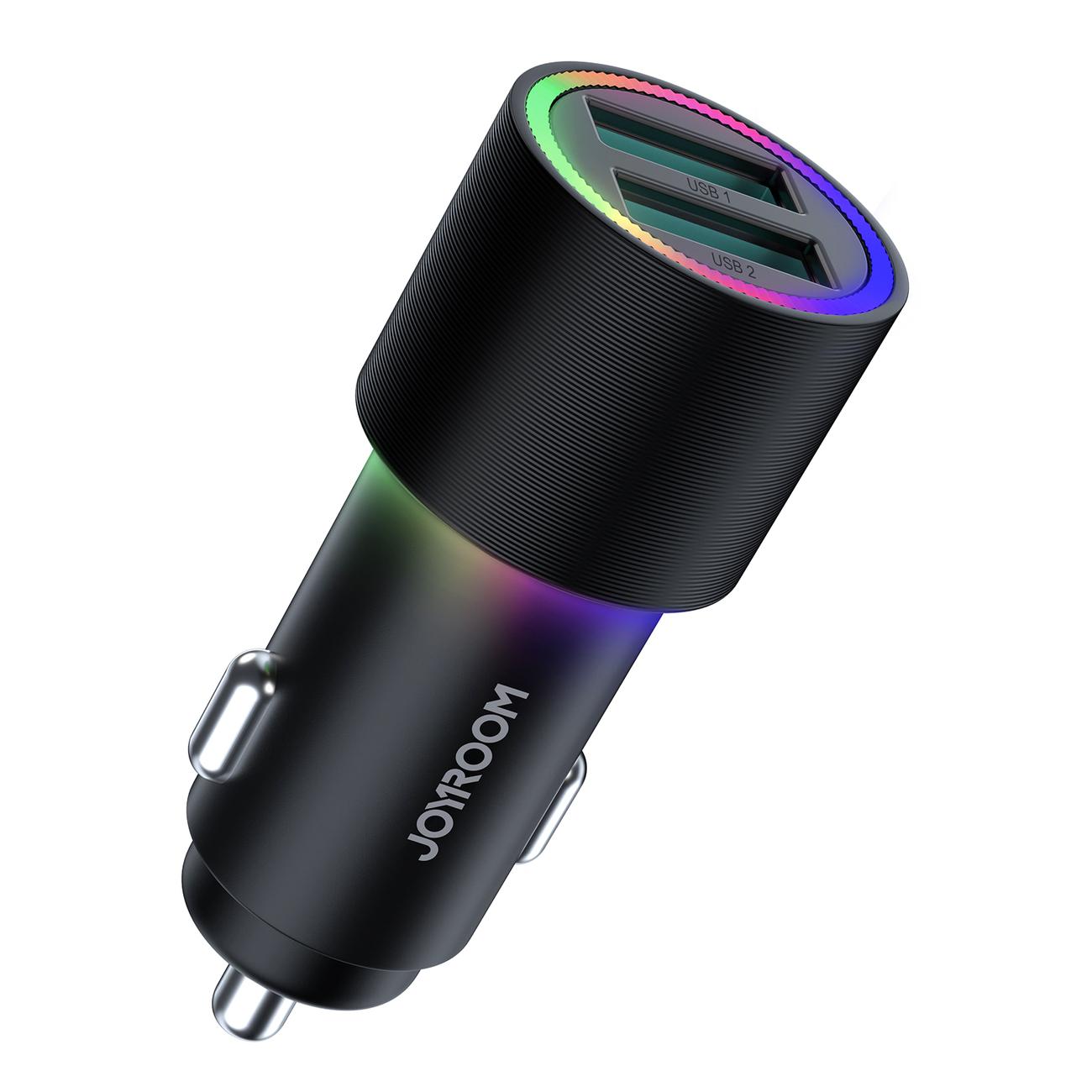 Joyroom car charger 2 x USB with illumination 24W black (JR-CL10)