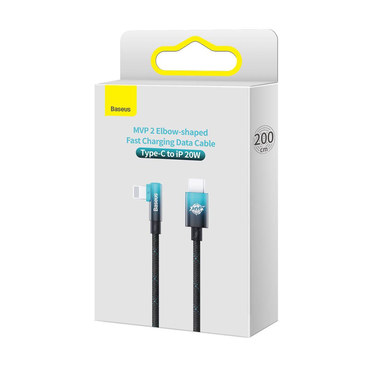Baseus MVP 2 Elbow-shaped Fast Charging Data Cable Type-C to iP 20W 1m Black+Blue