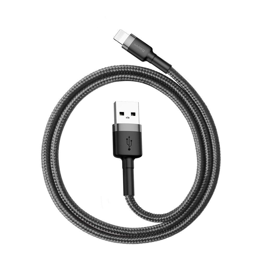 Baseus Cafule odolný nylonový USB kabel - Lightning QC3.0 2,4A 0,5M černošedý CALKLF-AG1