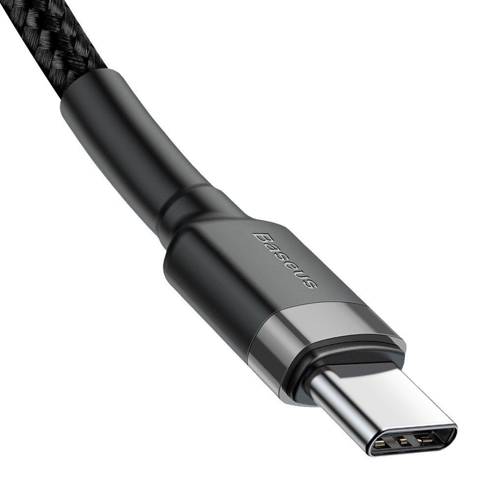 Nylonový kabel Baseus kabel USB-C PD / USB-C PD PD2.0 60W 20V 3A QC3.0 2M černý (CATKLF-HG1)