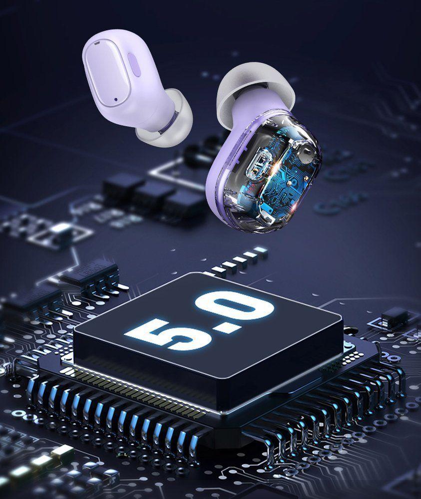 Baseus Encok WM01 TWS bezprzewodowe dokanałowe słuchawki Bluetooth 5.0 fioletowy (NGTW240005)