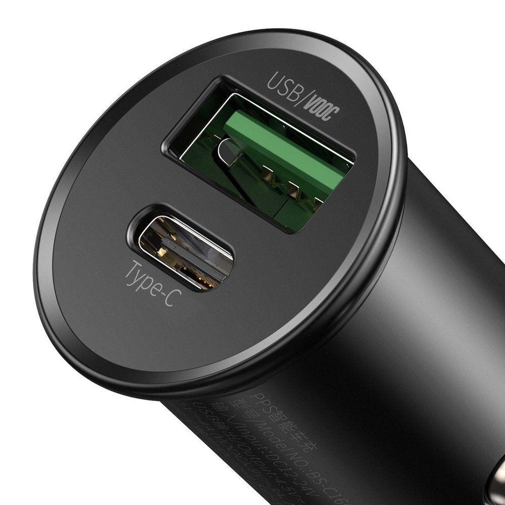 Baseus PPS quick car charger USB / USB Typ C Quick Charge 4.0 QC4+ Power Delivery 3.0 VOOC SCP AFC MTKPE black (CCYS-C01)