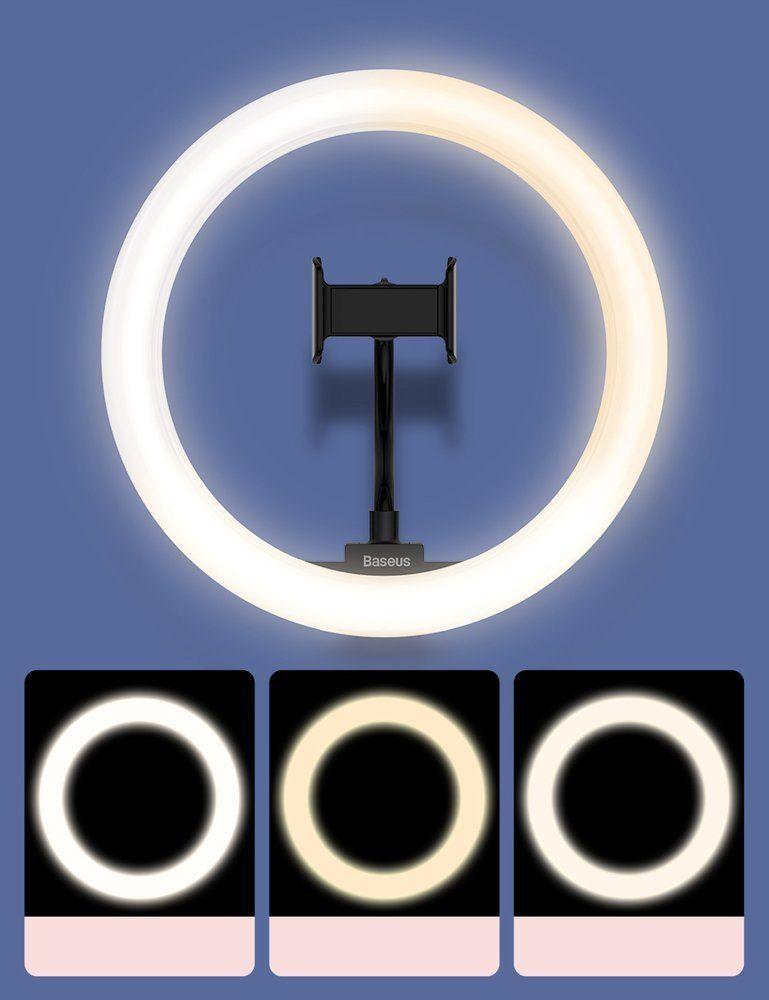 Baseus fotograficzna lampa 10'' ring flash pierścień LED do telefonu smartfona do zdjęć selfie filmów (YouTube, TikTok) + mini statyw czarny (CRZB10-A01)