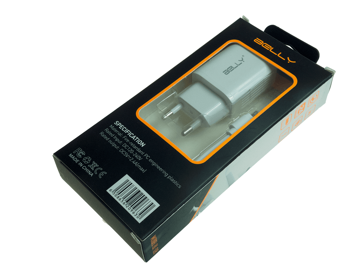 Nabíjecí adaptér + kabel Typ - C USB Belly BL-04 2xUSB 2.4A  1 m