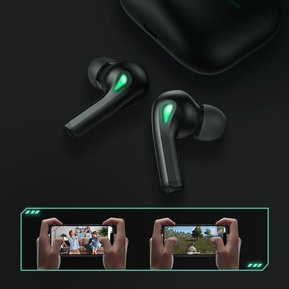 Joyroom dokanałowe słuchawki bezprzewodowe TWS Bluetooth 5.0 gamingowe dla graczy czarny (JR-TP2 black)
