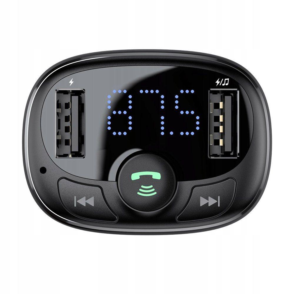 Baseus T-Type Transmiter FM Bluetooth - autonabíječka MP3 2xUSB TF microSD 3.4A černá CCTM-01