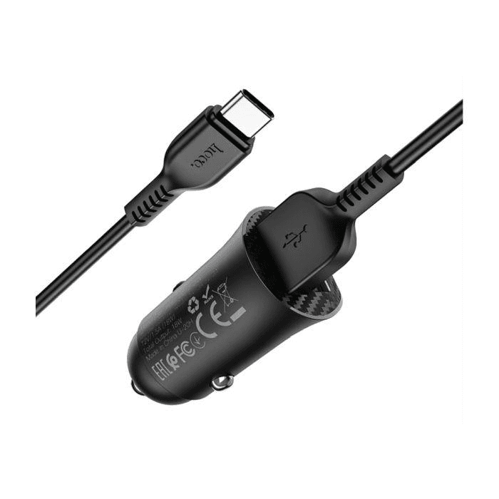 Hoco autonabíječka Z39 18W 2x USB3.0 + kabel USB C černá - adaptér do auta