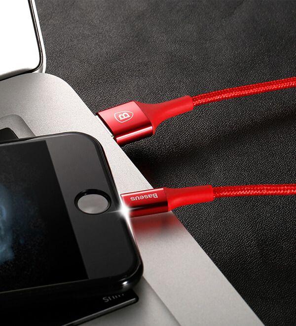 Kabel USB Baseus świecący iPhone Jet metal 1m czerwony ( CALSY-09 )