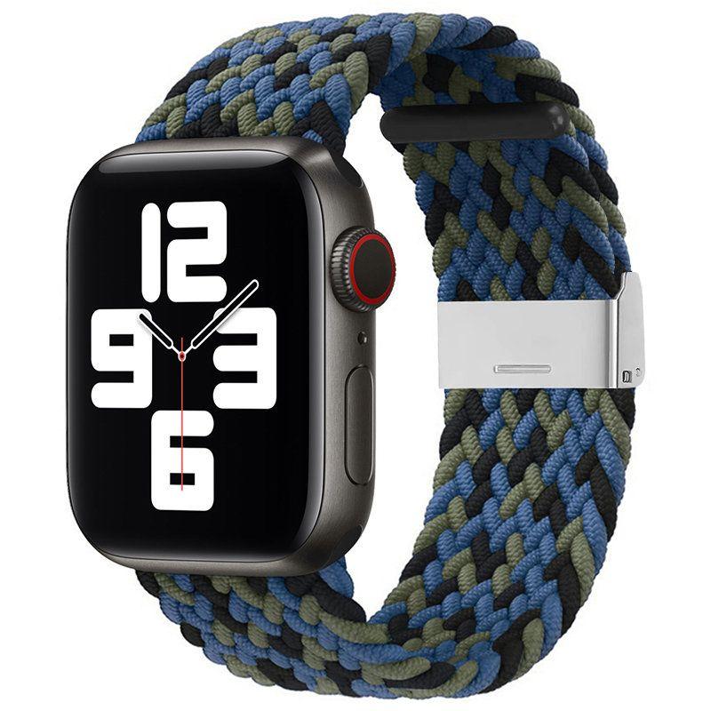 Modrý náramek na hodinky z pletené tkaniny pro Apple Watch - Řemínek na hodinky Apple 7 - 6 - SE - 5 - 4 - 3 - 2 (41mm / 40mm / 38mm)