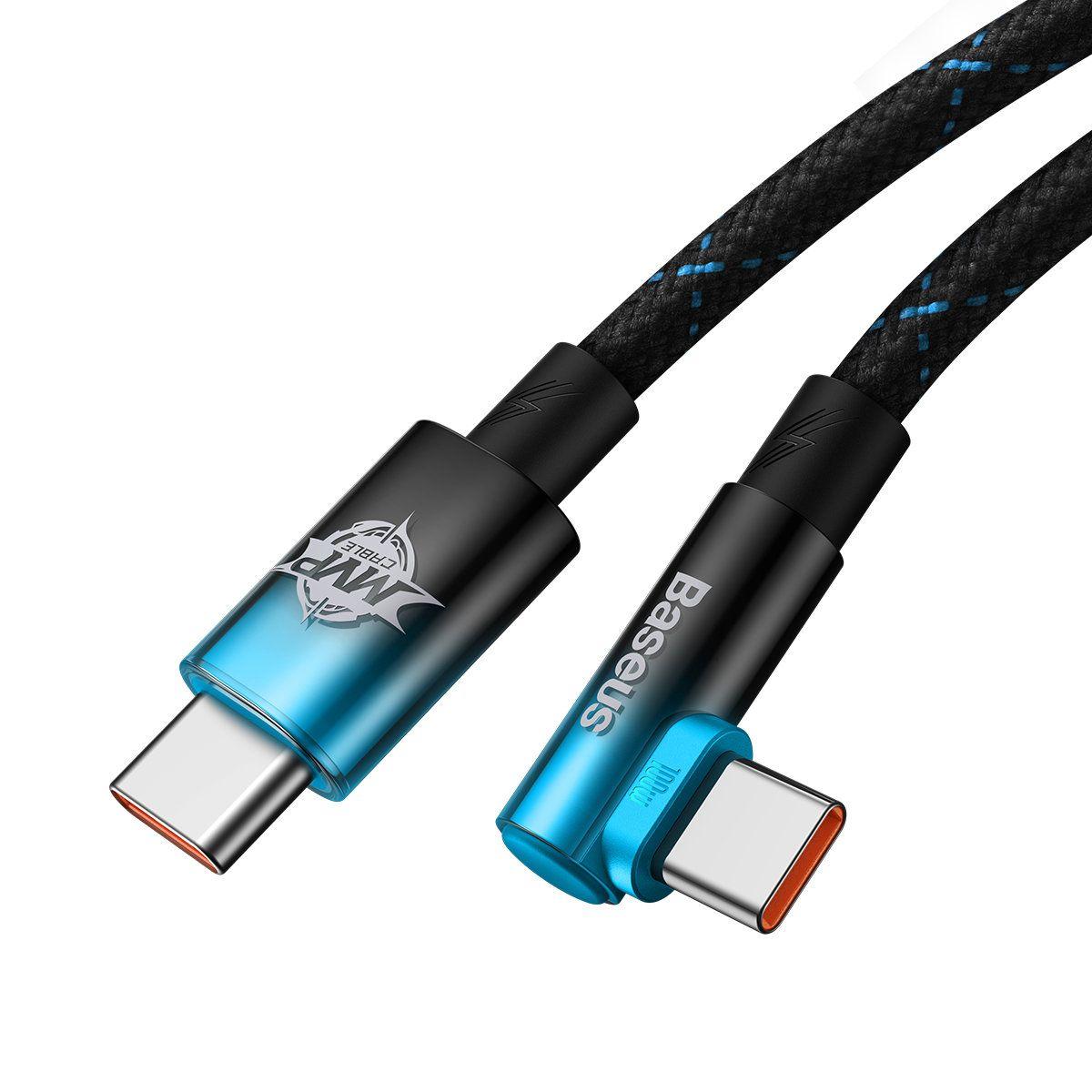 Baseus MVP Elbow angled cable - Napájecí kabel s bočním konektorem USB Typ-C / USB TypCC 2m 100W 5A modrý CAVP000721