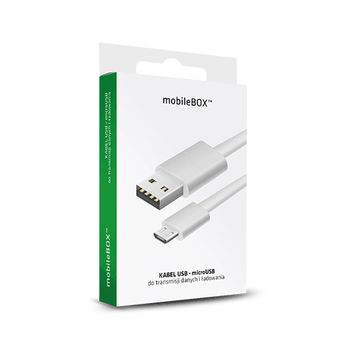 Micro USB kabel MobileBOX 1m bílý 2.1 A