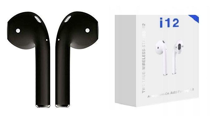 Bezdrátová sluchátka  i12 TWS Bluetooth černá