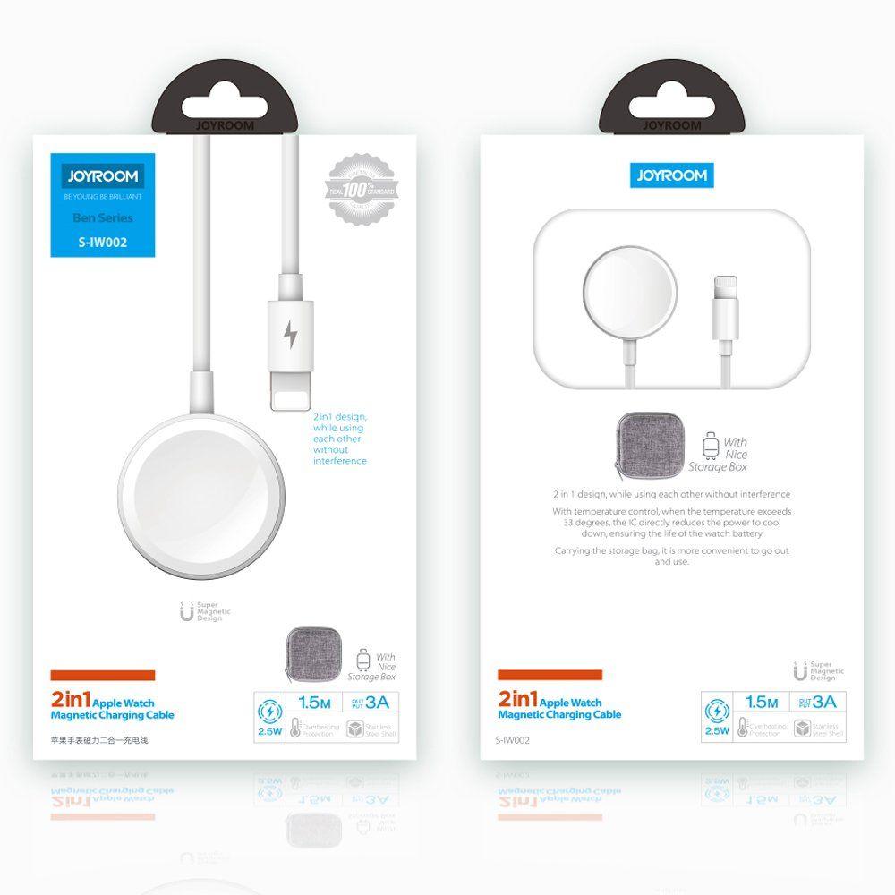 Joyroom 2in1 wirelee Qi charger for Apple Watch / USB - Lightning cable 1,5 m white (S-IW002S)
