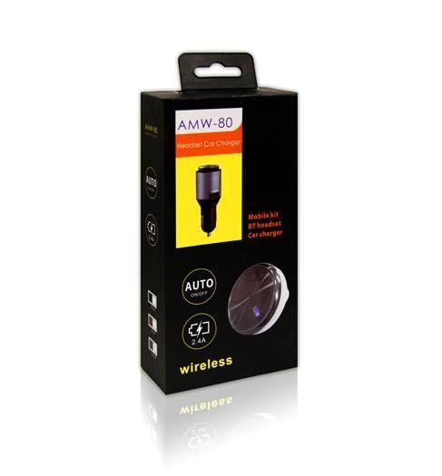Bluetooth headset + car charger AMW-80 white-gold