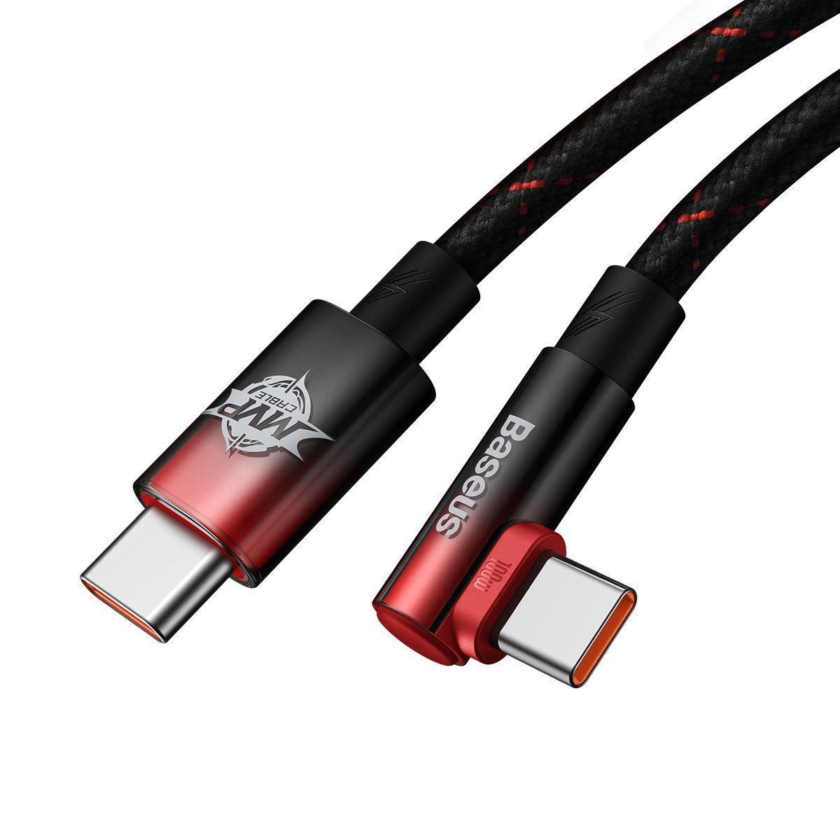 Baseus MVP Elbow angled cable - Napájecí kabel s bočním konektorem USB Typ-C / USB Typ-C 1 m 100W 5A červený CAVP000620
