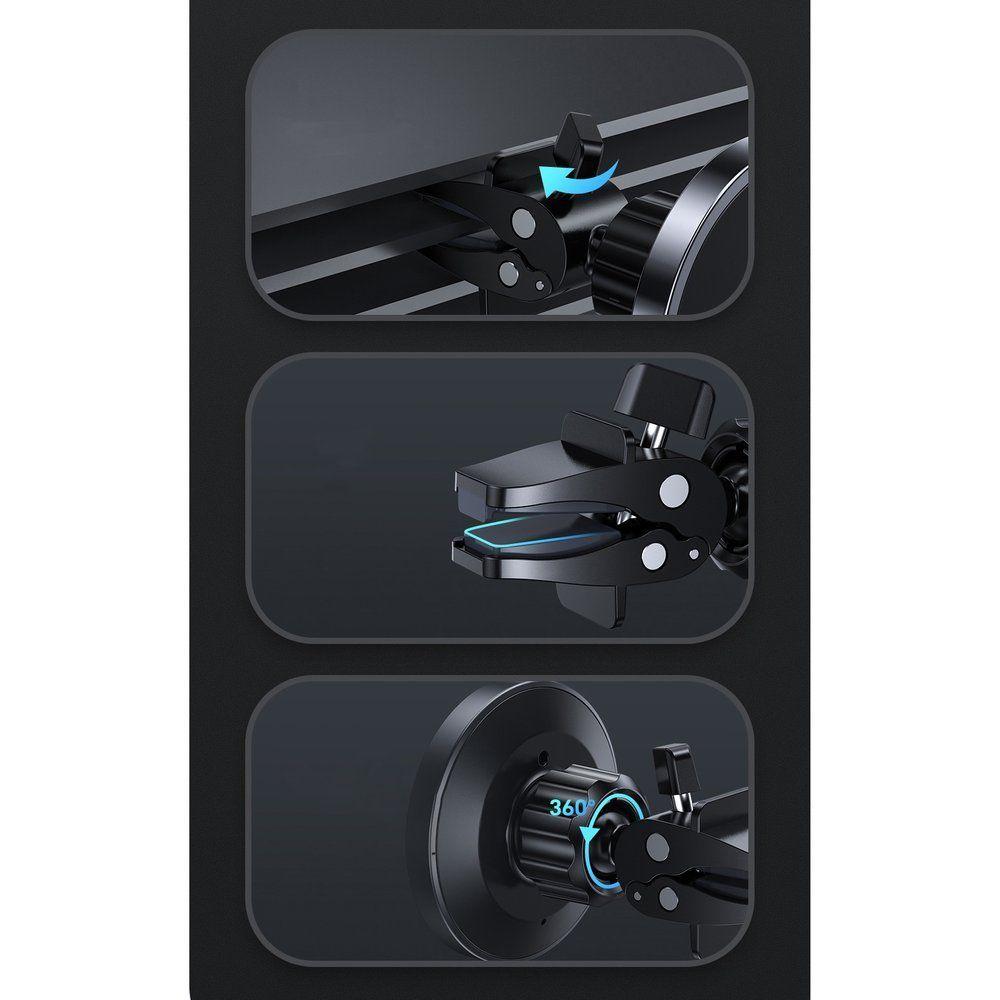 Joyroom samochodowy uchwyt magnetyczny bezprzewodowa indukcyjna ładowarka Qi 15 W (kompatybilna z MagSafe do iPhone) czarny (JR-ZS240)