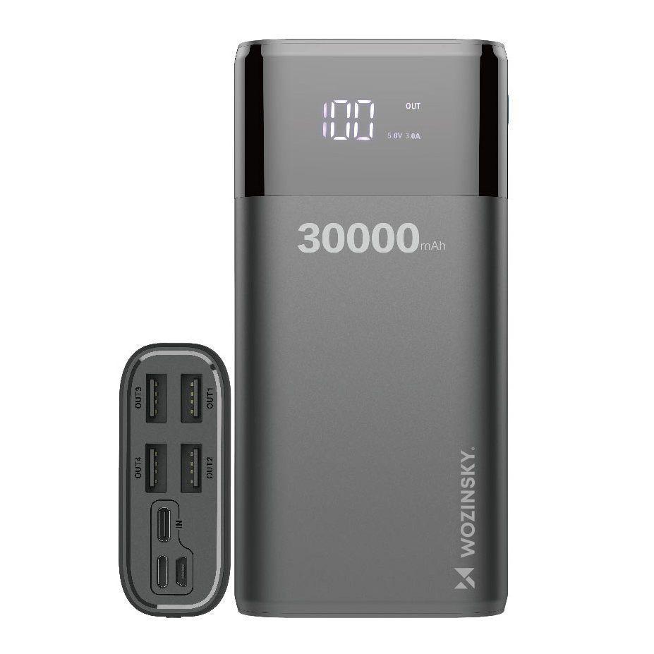 Wozinsky power bank 30000mAh 4 x USB z wyświetlaczem LCD 4 A czarny