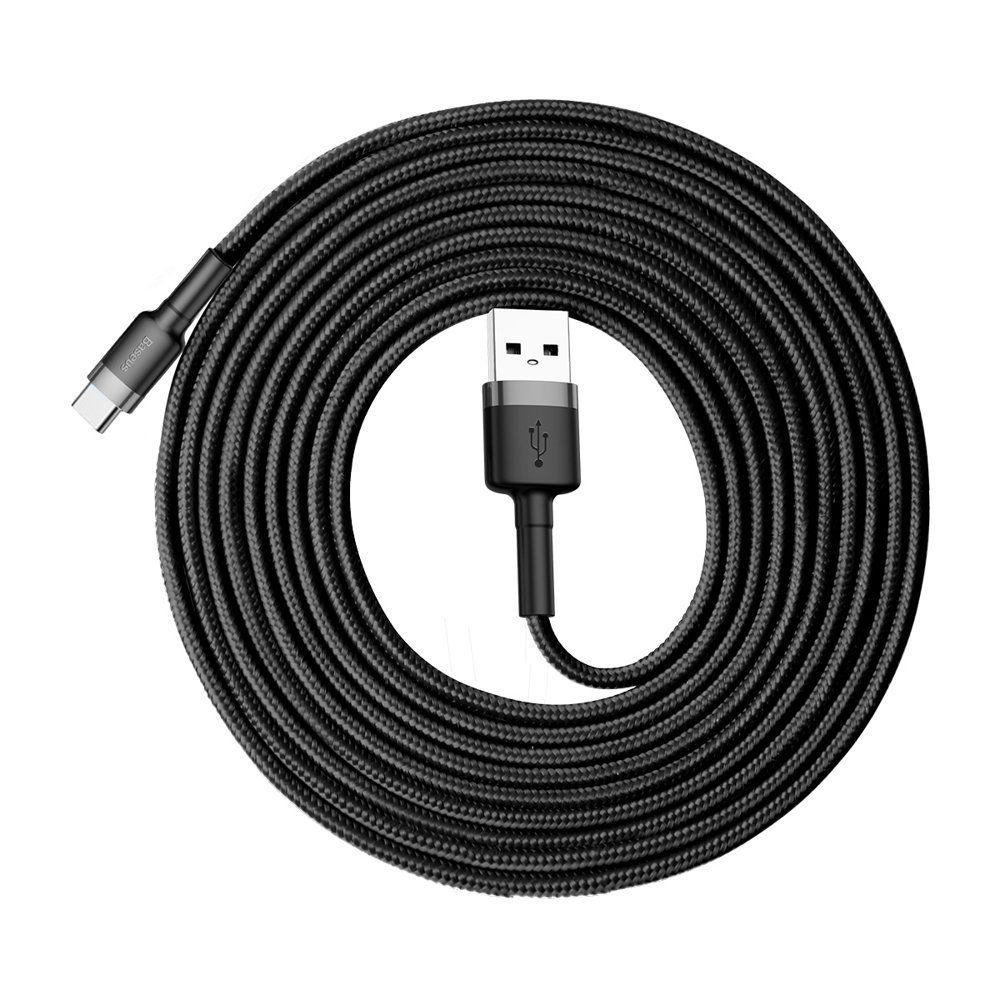 Baseus Cafule Cable wytrzymały nylonowy kabel przewód USB / USB-C QC3.0 2A 3M czarno-szary (CATKLF-UG1)
