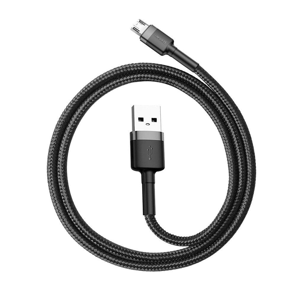 Odolný nylonový kabel Baseus Cafule Cable Durable Nylon Braided Wire USB / micro USB QC3.0 2.4A 0,5M černo-šedý (CAMKLF-AG1)