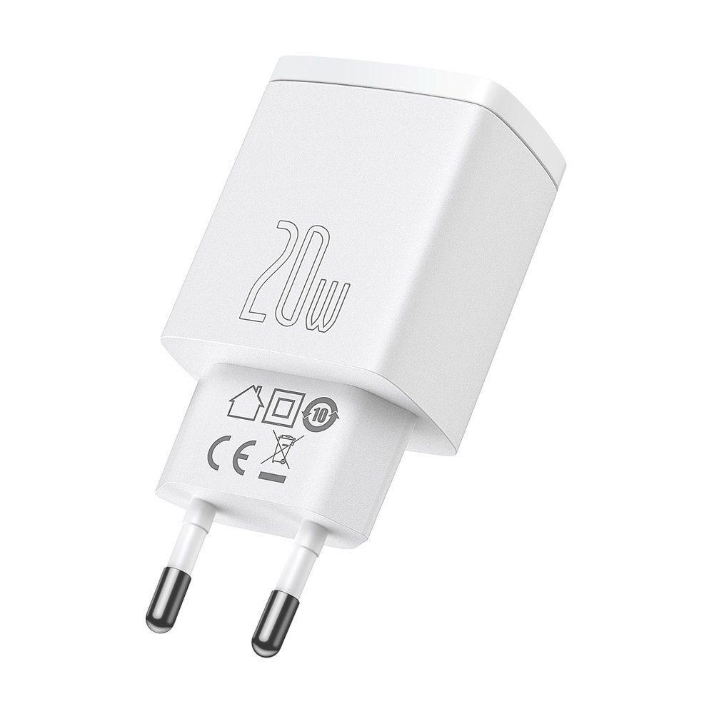Baseus Compact szybka ładowarka sieciowa USB / USB Typ C 20W 3A Power Delivery Quick Charge 3.0 biała (CCXJ-B02)