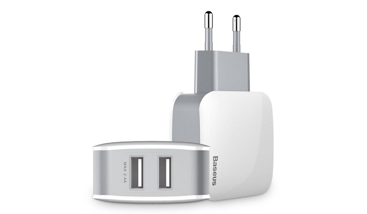 Baseus Letour Travel Charger Adapter 2x USB 2.4A white (ZCL2B-B02)