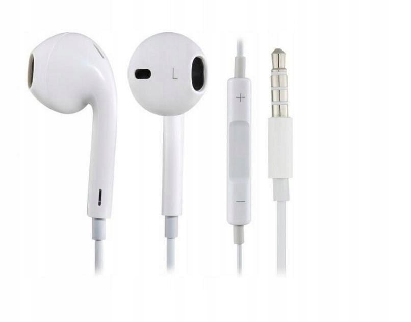 Słuchawki przewodowe iPhone 5/5G/5S/5C/6G (3,5 mm) białe (blister)
