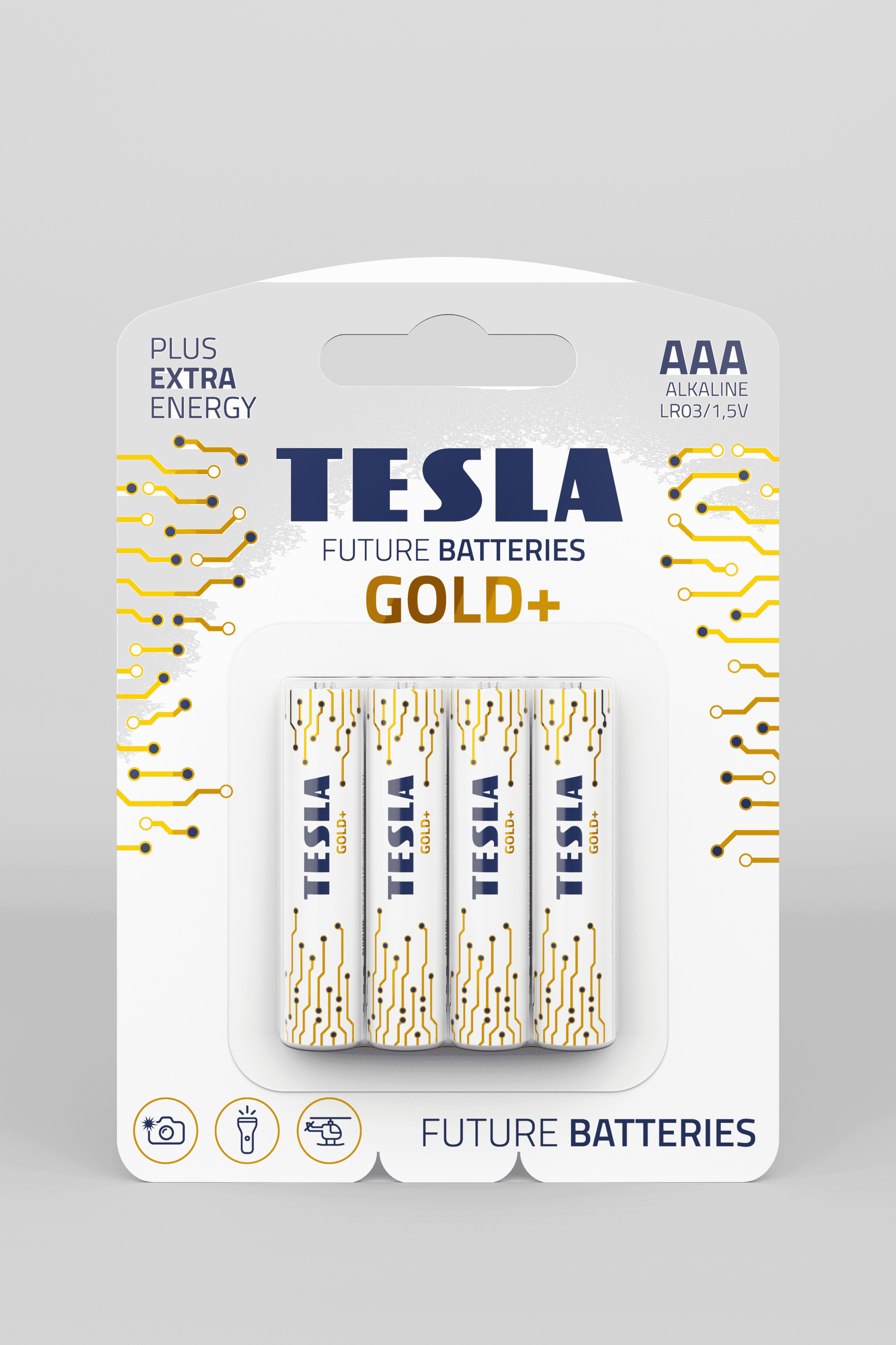 Alkaline batteries TESLA AAA/LR03/1,5V 4pcs GOLD+
