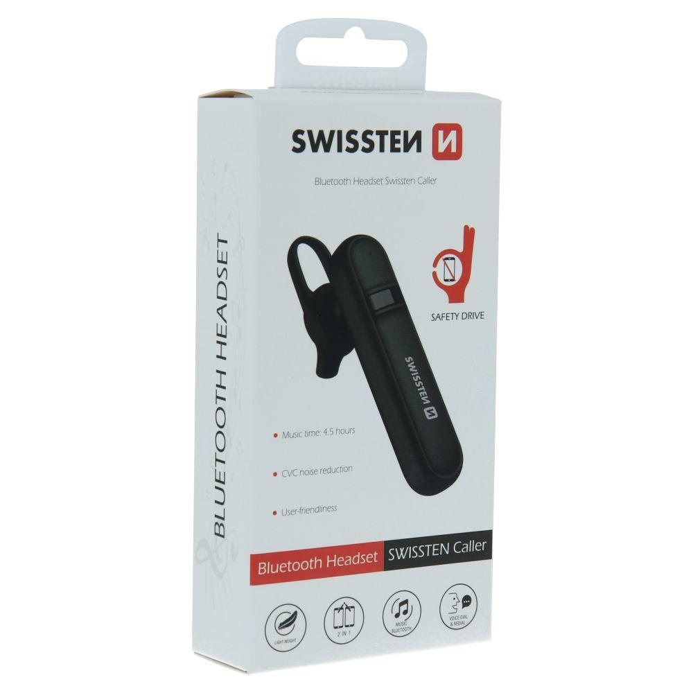 Swissten bluetooth headset sluchátko caller černé