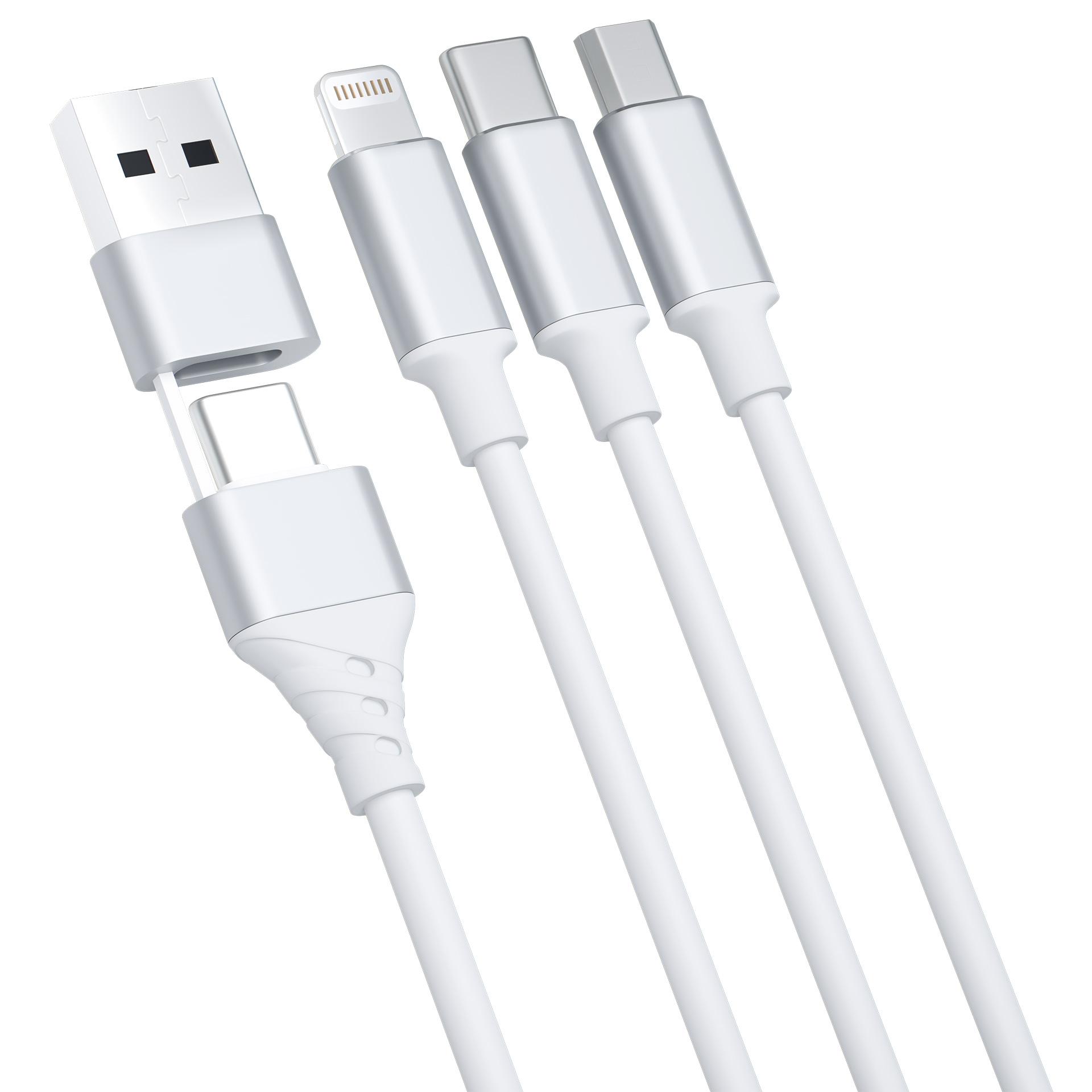 3MK Hyper kabel 3v1 USB-A / USB-C na MicroUSB / USB-C / Lightning 1,5 m bílý