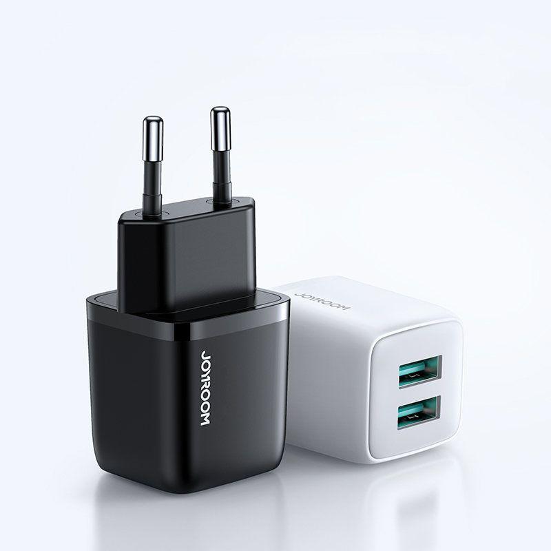 2x USB wall charger by Joyroom with a power of up to 12 W 2.4 A white (L-2A121)
