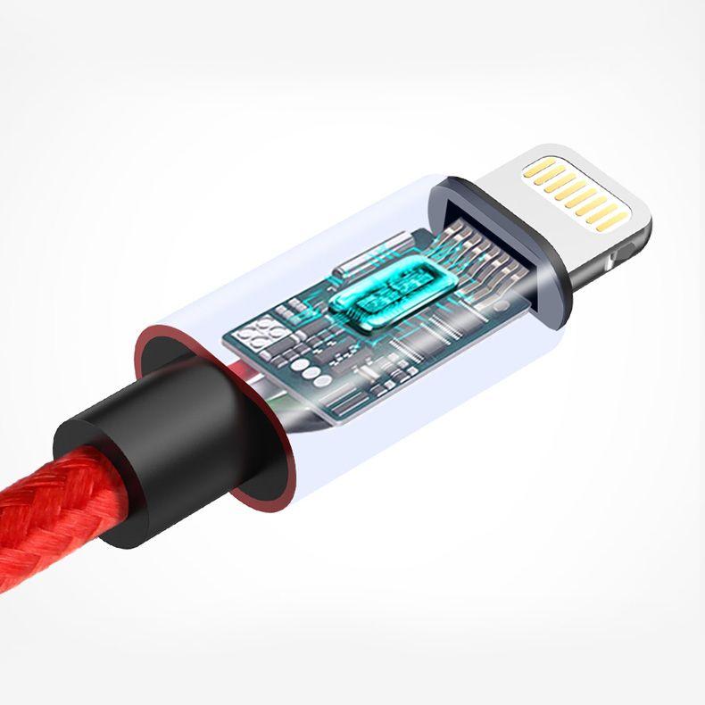 Baseus AntiLa Series Simple Version wytrzymały pleciony kabel przewód USB Lightning 1M 2.4A MFI czerwony (CAETRTC-MF09)
