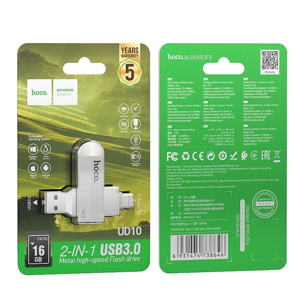 Pendrive Hoco Wide UD10 16 GB USB3.0 stříbrný flasch disk
