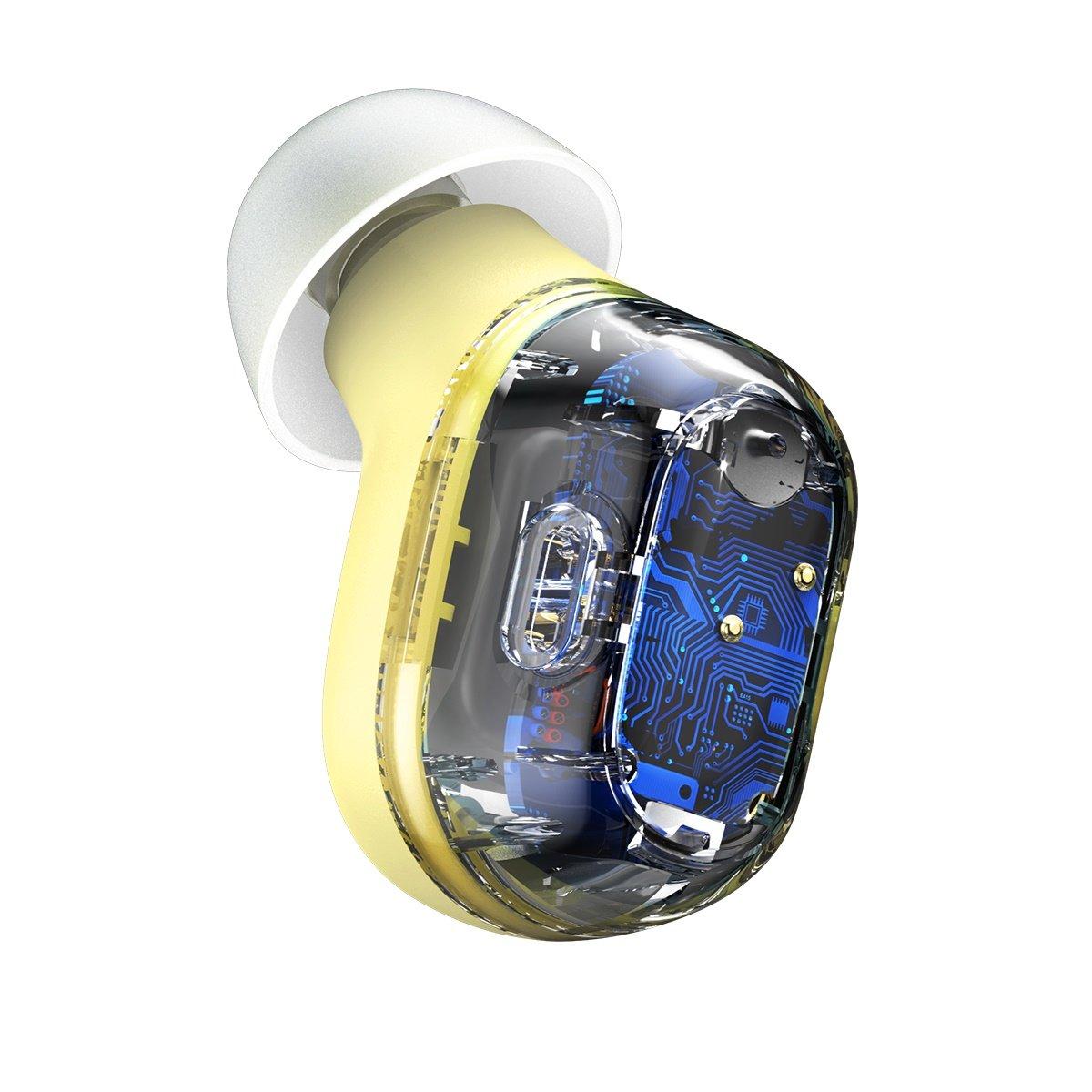 Baseus Encok WM01 TWS bezdrátová sluchátka do uší Bluetooth 5.0 žlutá NGTW240011