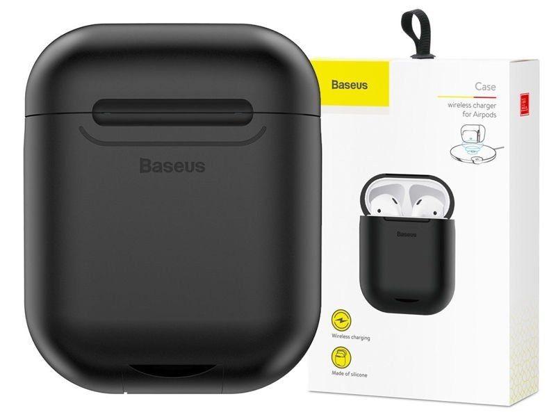 Baseus AirPods Wireless Charger Case silikonowe etui na słuchawki Apple AirPods z funkcją bezprzewodowego ładowania (WIAPPOD-01) czarny
