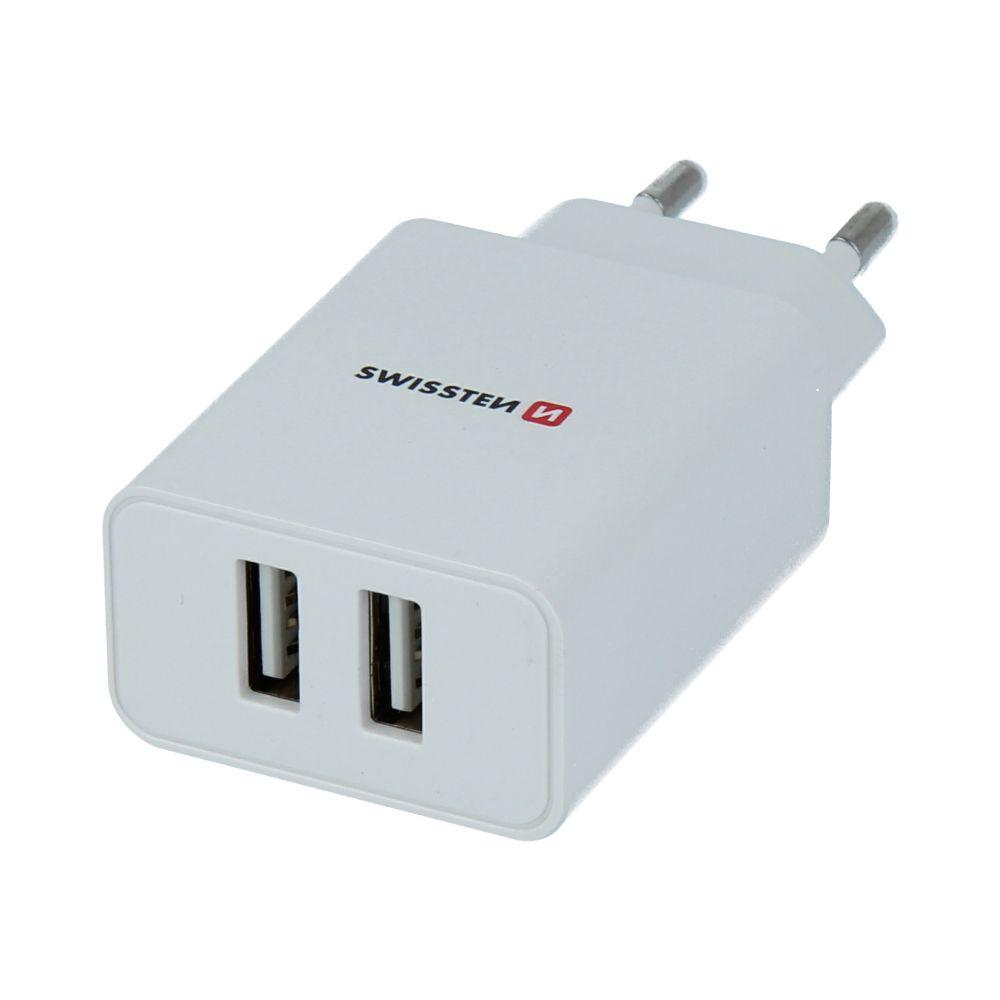 SWISSTEN TRAVEL CHARGER SMART IC WITH 2x USB 2,1A POWER + DATA CABLE USB / LIGHTNING 1,2 M WHITE