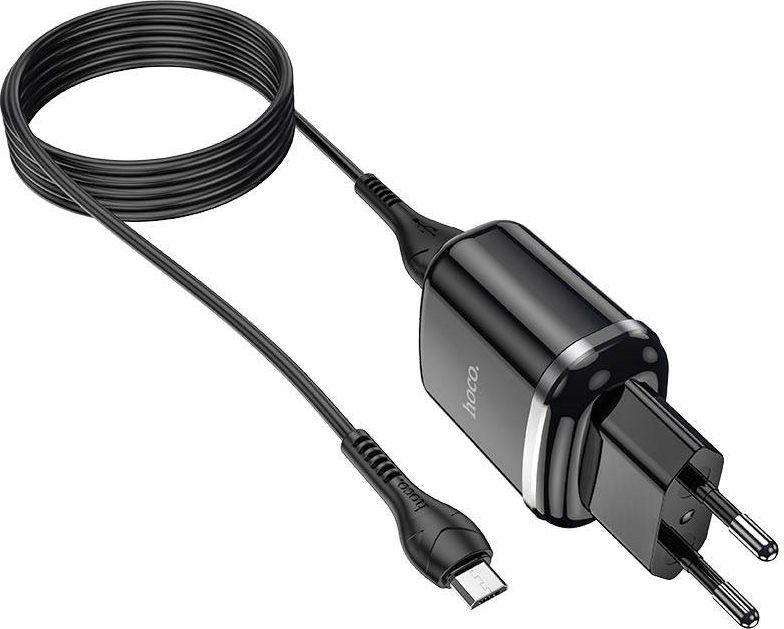 Hoco síťová nabíječka 12W (2.4A) 2x USB + MicroUSB kabel N4 černý