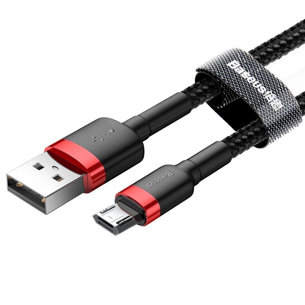 Baseus Cafule Cable Durable Nylon Braided Wire USB / micro USB QC3.0 1.5A 2M black-red (CAMKLF-C91)