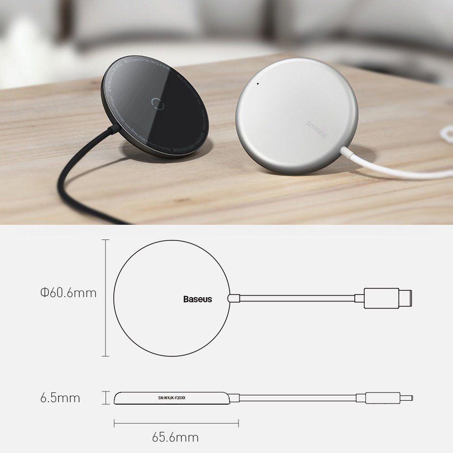 Baseus mini magnetic wireless Qi charger 15 W (MagSafe compatible for iPhone) black (WXJK-F01)