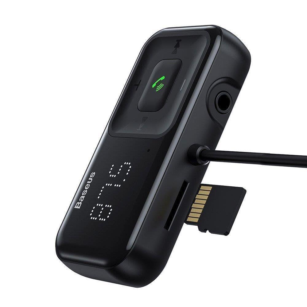Baseus S-16 Transmiter FM Bluetooth 5.0 2x USB ładowarka samochodowa AUX MP3 TF micro SD 3,1 A czarny (CCTM-F01)