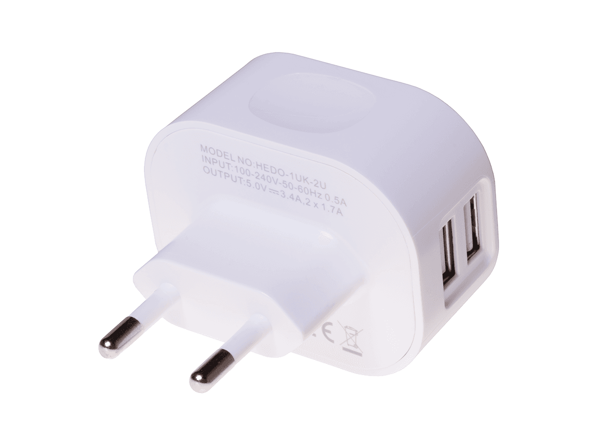 Adapter travel charger USB HEDO 2xUSB 3,4A - white (original)
