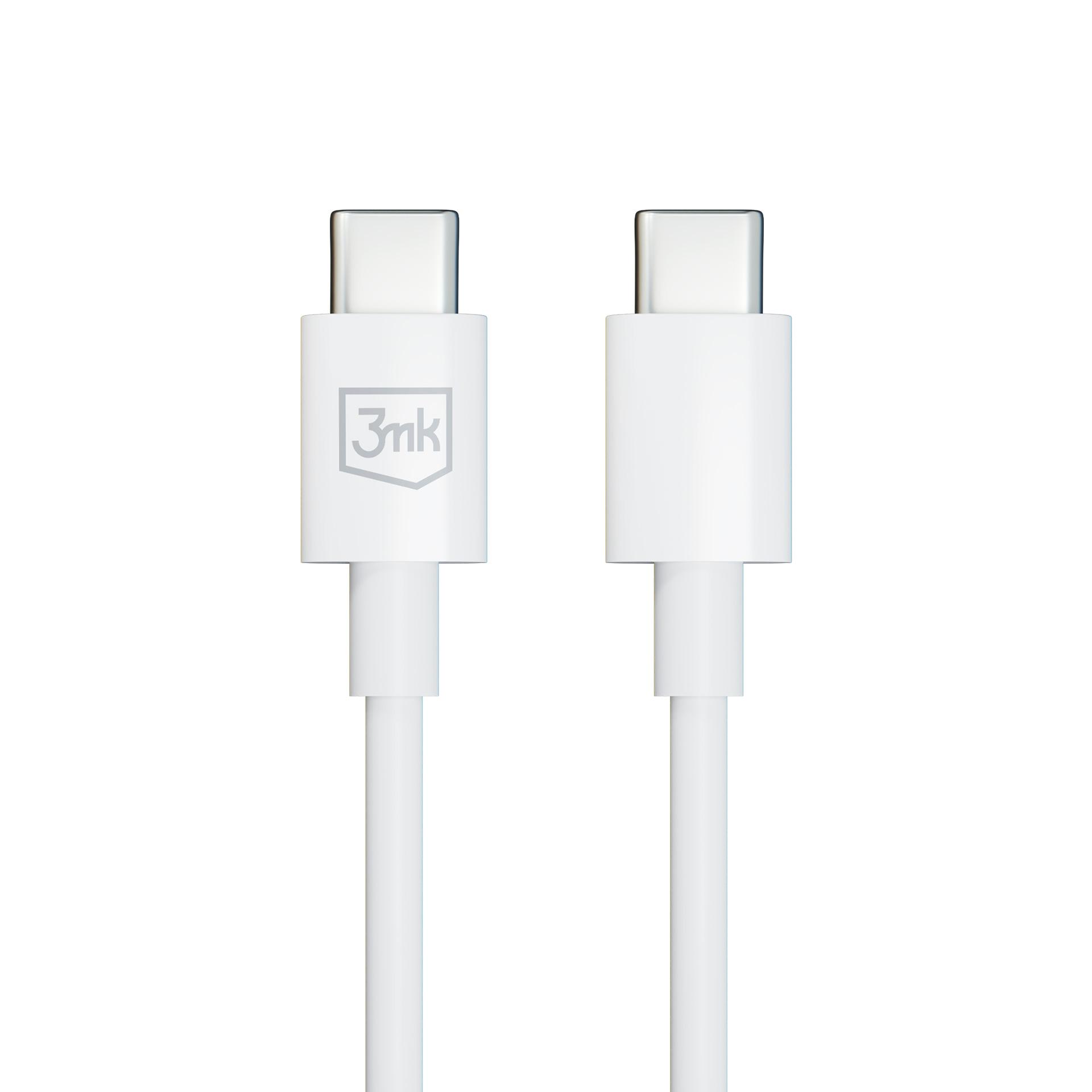 3MK Hyper kabel USB-C na USB-C 100W 1,2m bílý