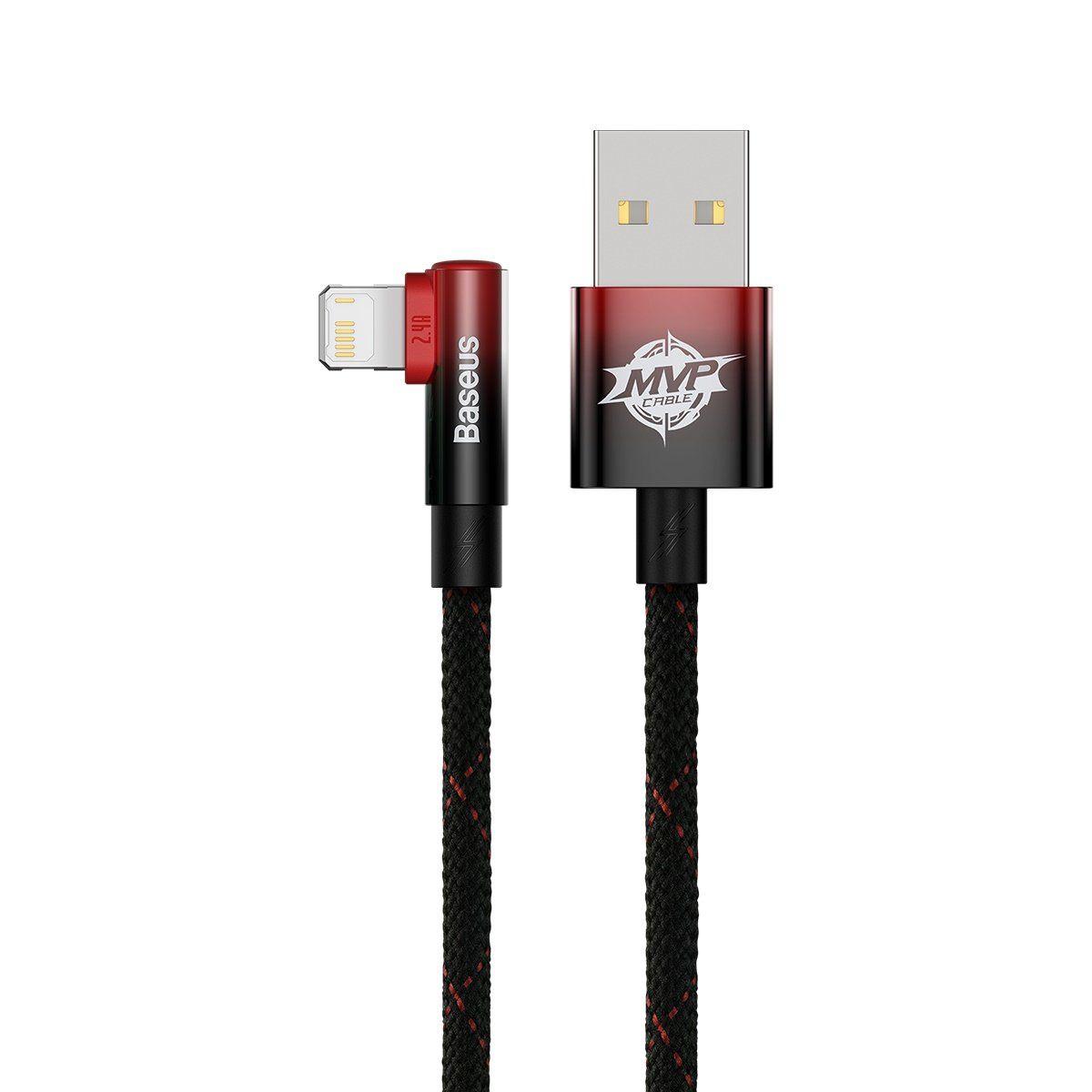 Baseus MVP 2 Elbow - tvarovaný datový kabel pro rychlé nabíjení USB to iP 2.4A 1m černo - červený