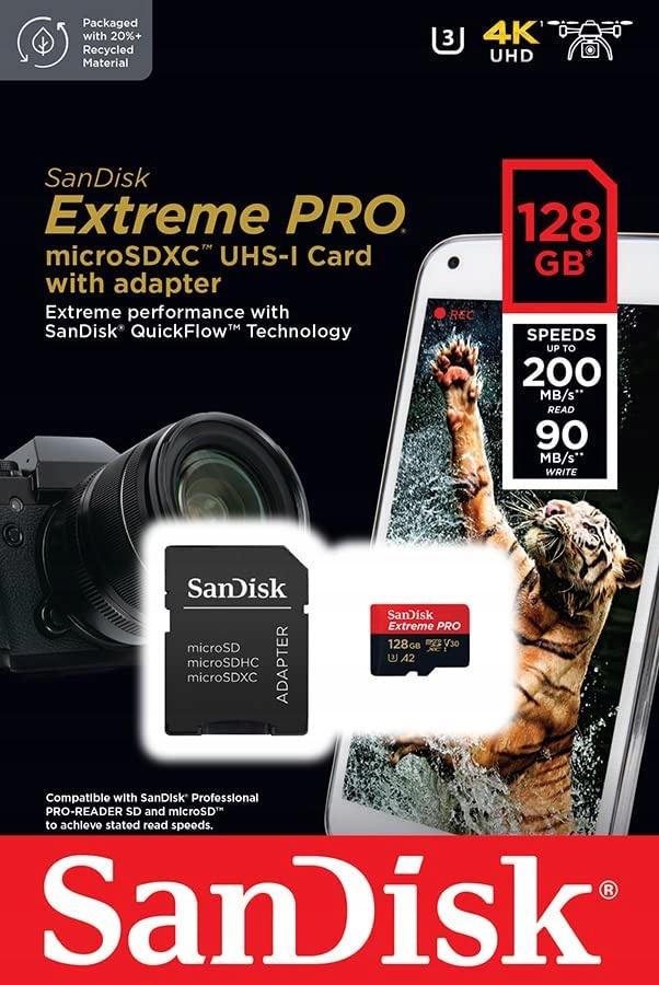 SANDISK EXTREME PRO Memory Card microSDXC 128GB 200/90 MB/s UHS-I U3