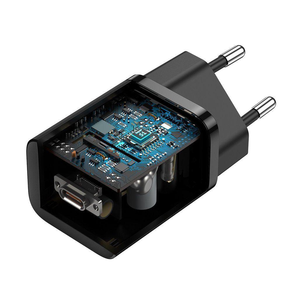 Baseus Super Si szybka ładowarka sieciowa Quick Charge 3.0 Power Delivery 25W 3A + Kabel USB Typ C - USB Typ C 3A 1m czarny (TZCCSUP-L01)