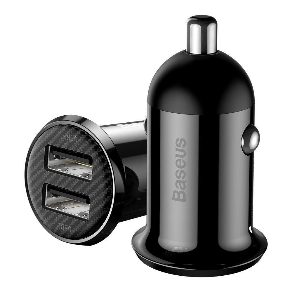 Adaptér do auta Baseus Grain Pro autonabíječka 2x USB 4,8 A černá CCALLP-01