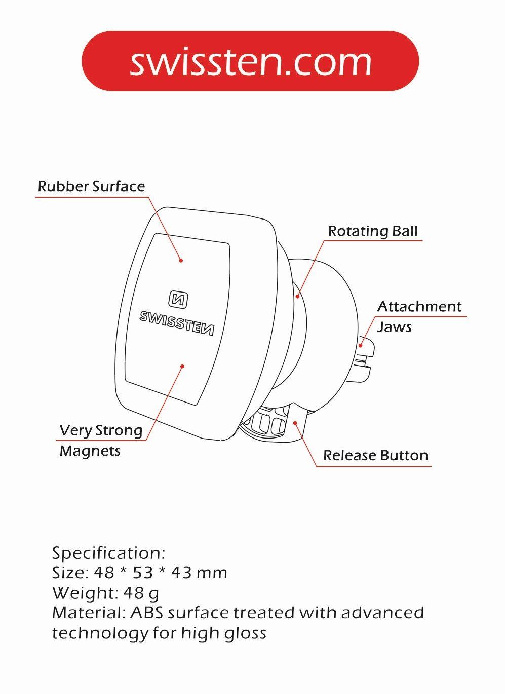Swissten magnetický držák do auta do ventilační mřížky S-Grip Air Vent M3