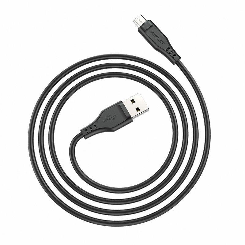Acefast USB kabel - micro USB 1,2m - 2,4A černý C3-09