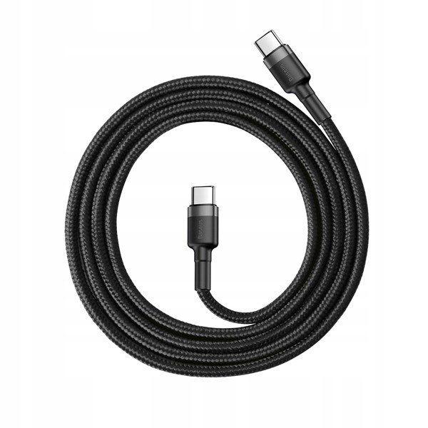 Kabel nylonowy Baseus PD 2x USB-C, 2m czarny (CATKLF-HG1)